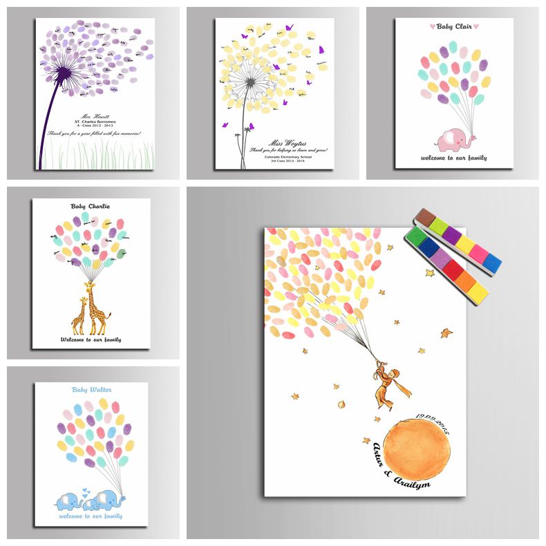 Personalized Guest Book - Gepersonaliseerde handtekening vingerafdruk gastenboek voor kinderen