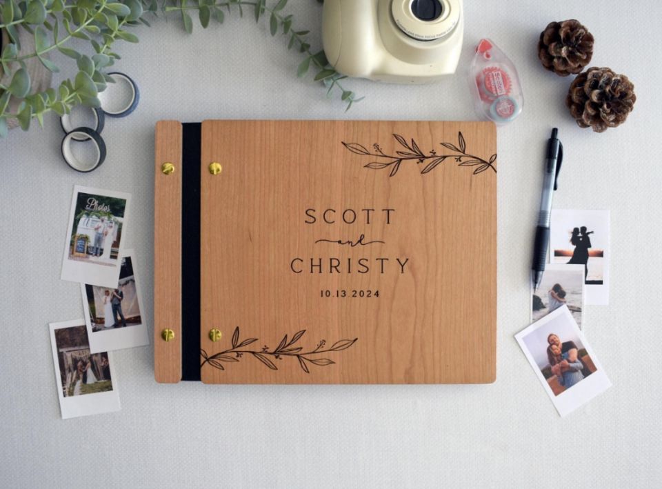 Personalized Guest Book - Houten bruiloft gastenboek fotoalbum, houten gastenboek,
