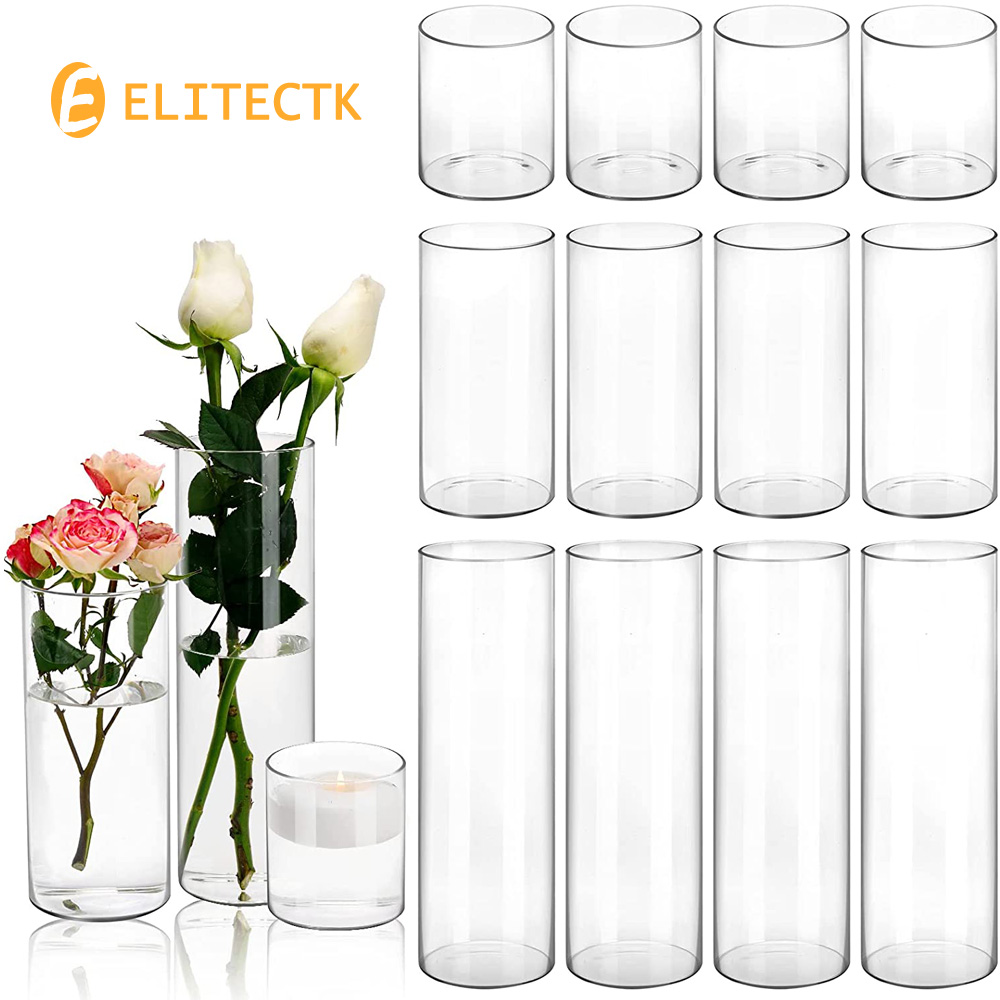 Centerpiece Vase Tall - Glazen Cilinder Vaas Orkaan Kaarshouder Clear