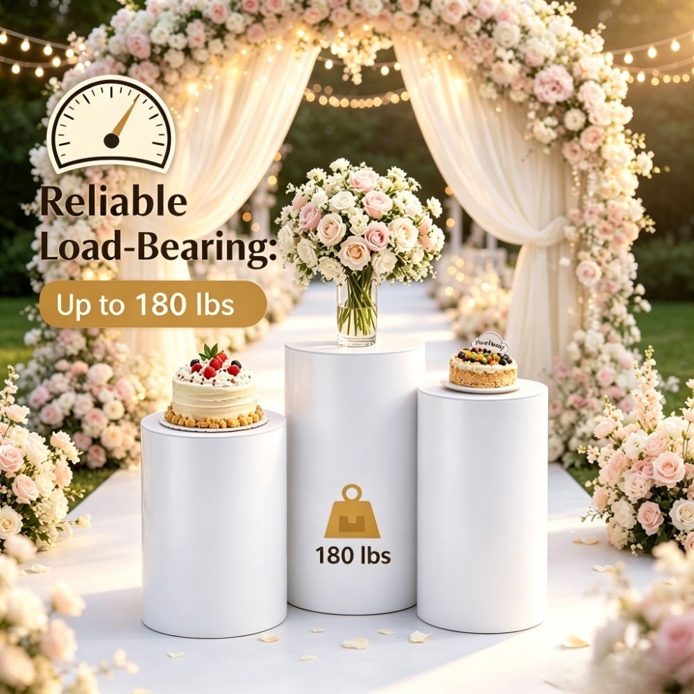 Wedding Support - 3/5 stuks witte cilindrische sokkelstandaards, ronde