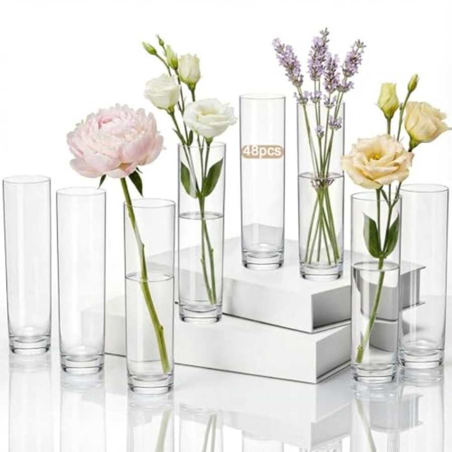 Centerpiece Vase Tall - 48 stuks acryl cilindervormige vaasjes voor