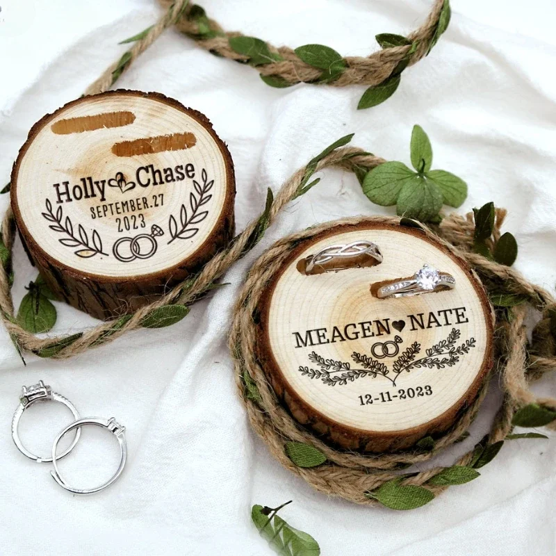 Ring Bearer Pillow - 1 STKS Gratis Aangepaste Boom Houten
