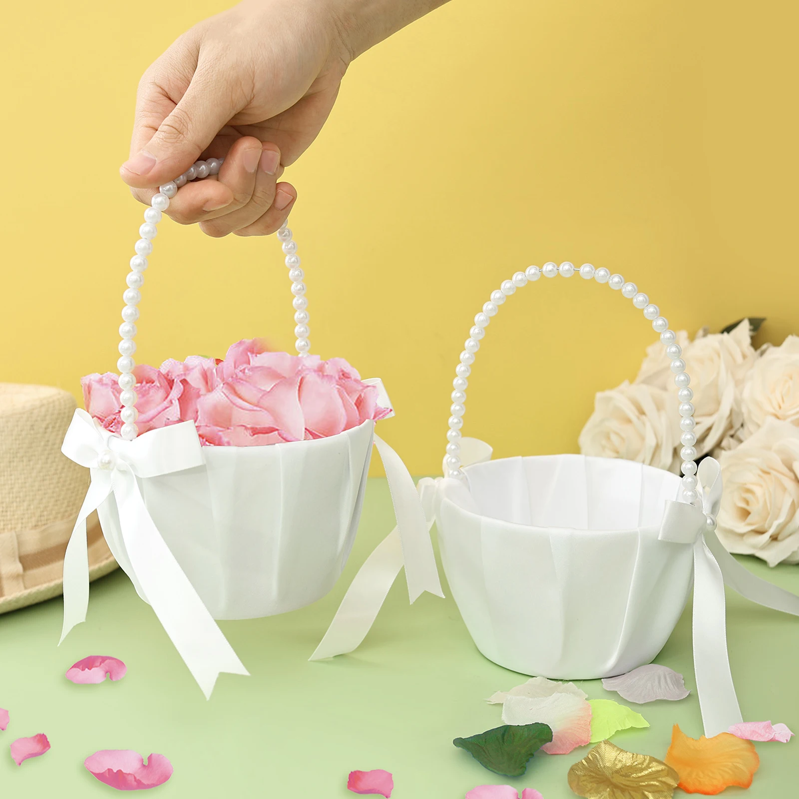 Wedding Ceremony Supply - 2 Stuks Bruiloft Bloemenmeisje Mand Strik