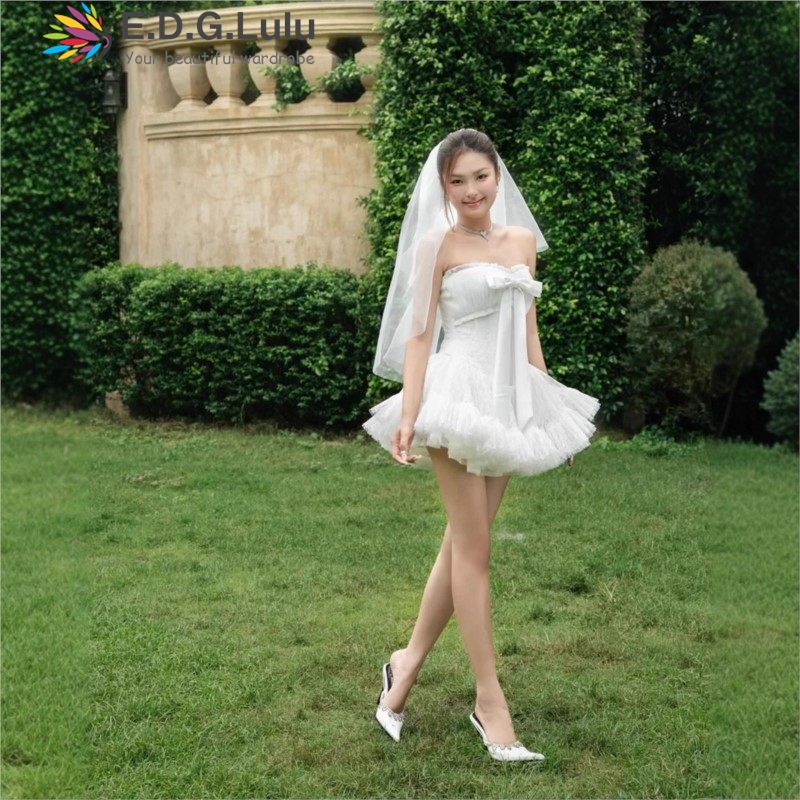 Wedding Lulu - EDGLuLu Strapless Boog Elegante Feestjurken Vrouw