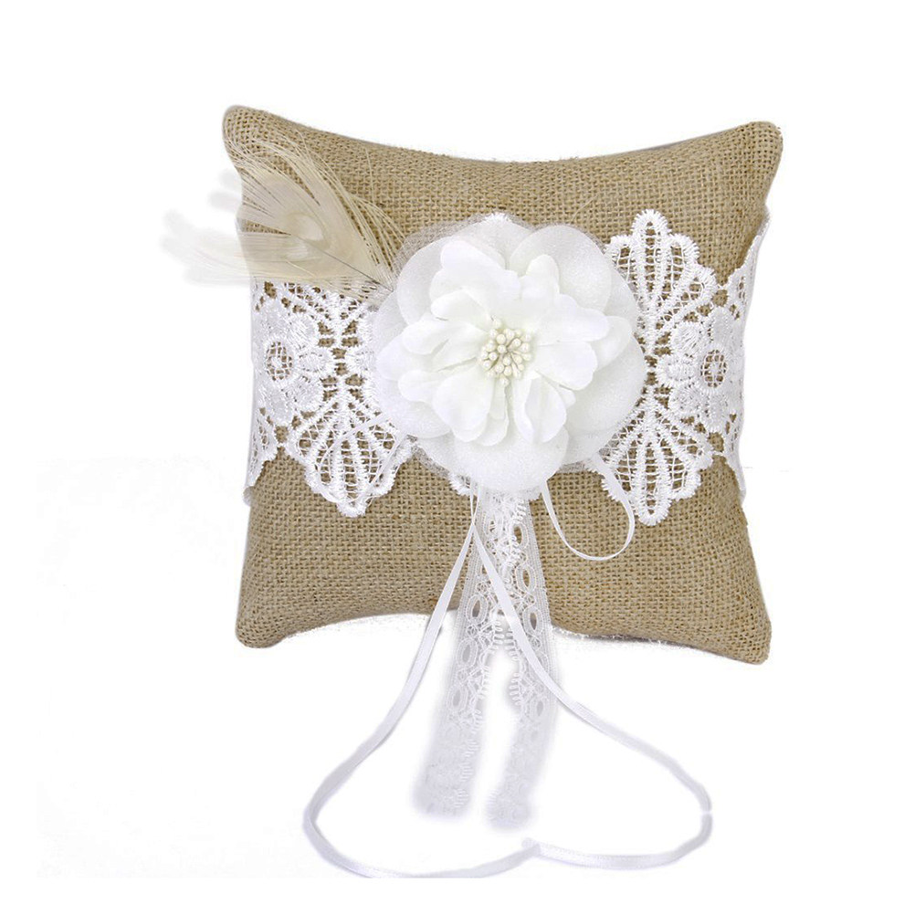 20x20cm Jute Trouwringkussen B - Ring Bearer Pillow recensie en prijs