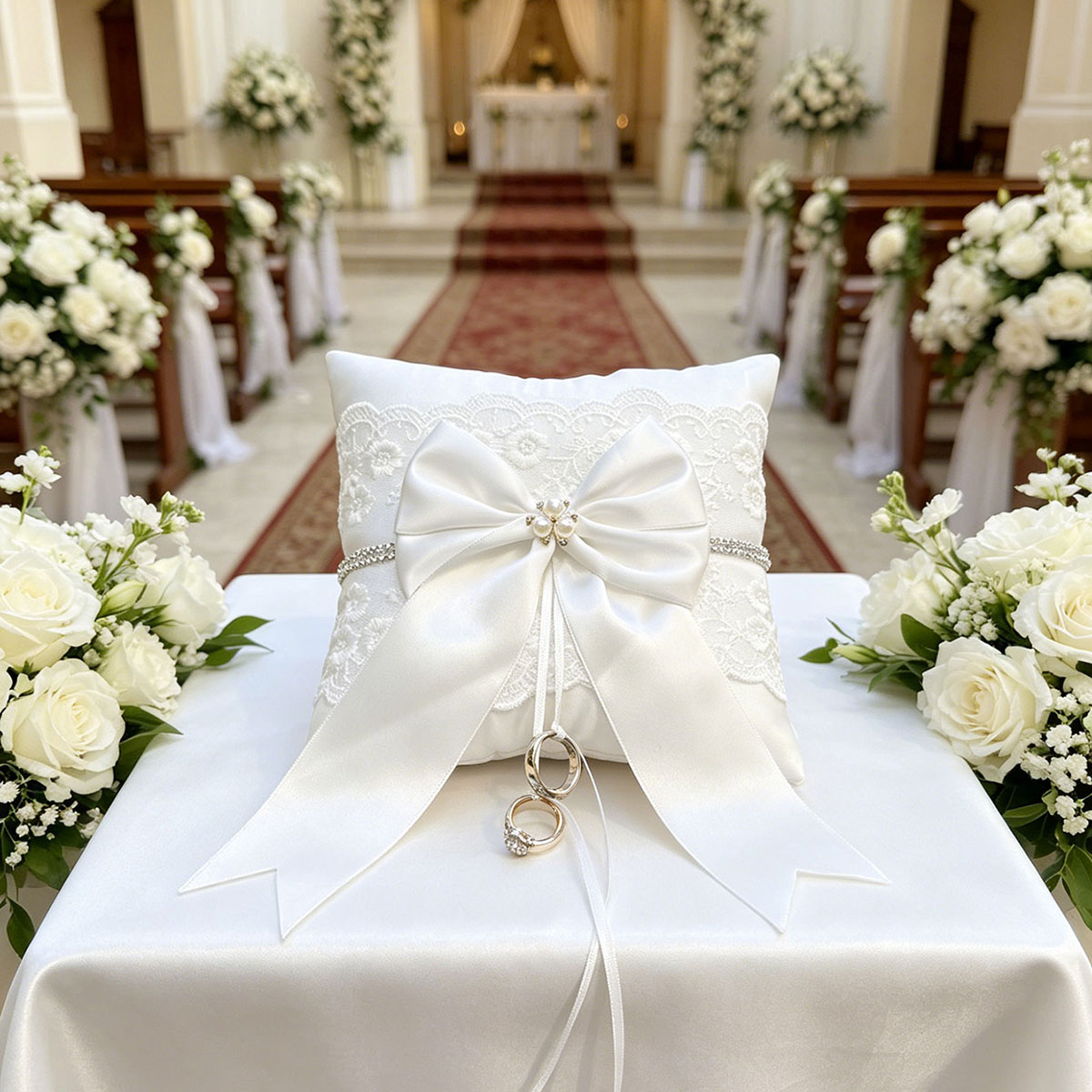 Wit kanten trouwringkussen met - Ring Bearer Pillow recensie en prijs