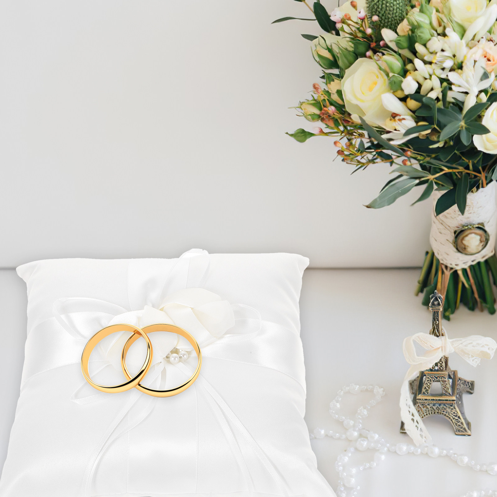 20x20cm Elegant Wit Satijnen Z - Ring Bearer Pillow recensie en prijs