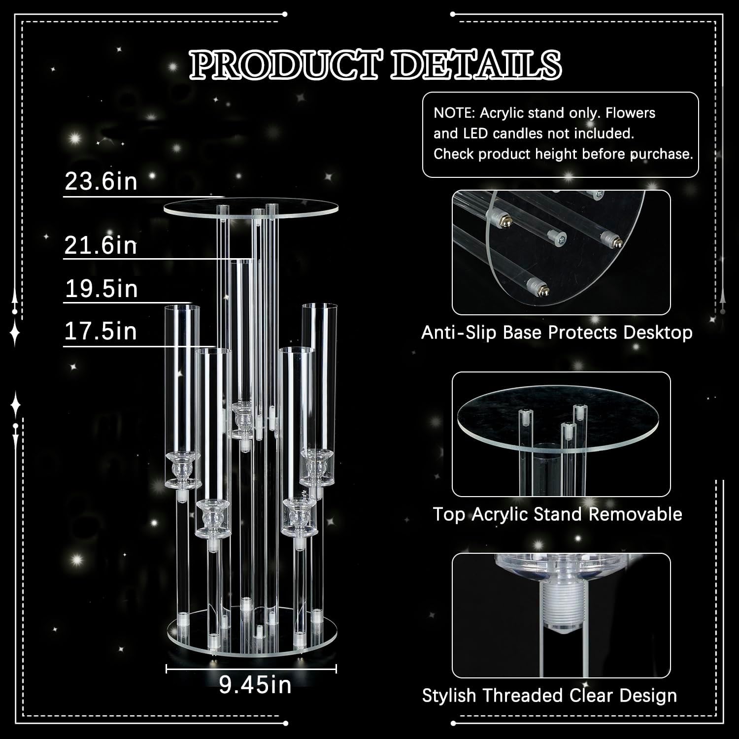 Transparante 5-armige acryl ka - Centerpiece Vase Tall recensie en prijs