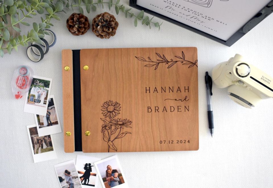 Houten bruiloft gastenboek fot - Personalized Guest Book recensie en prijs