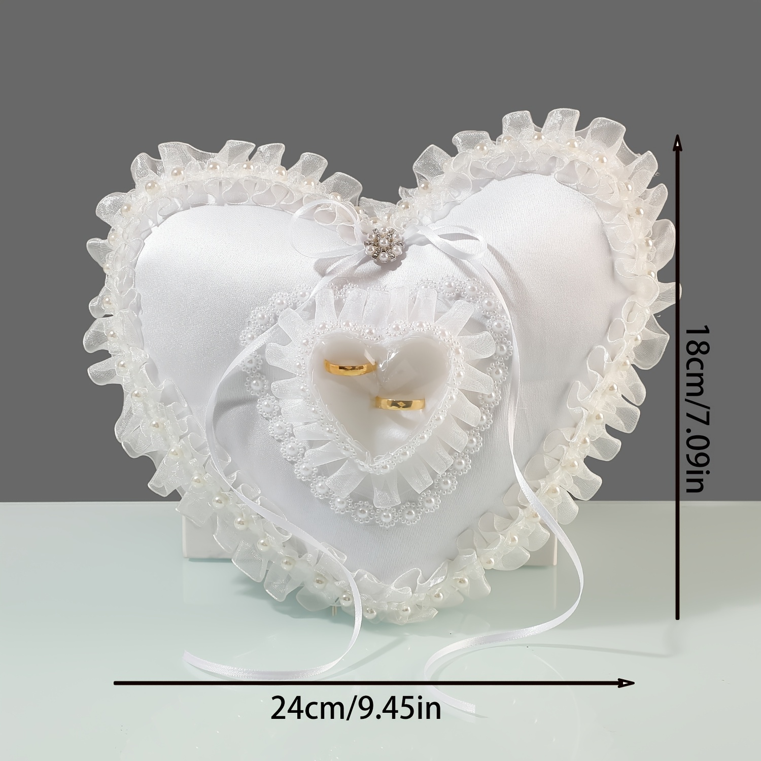 Wit hartvormig trouwringkussen - Ring Bearer Pillow recensie en prijs