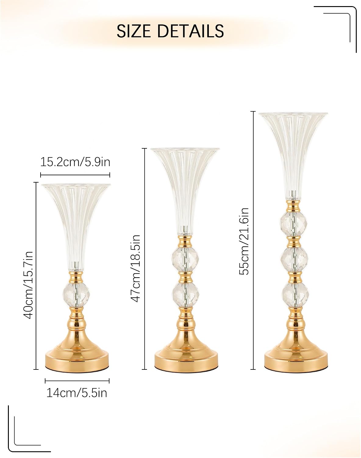 Set van 3 gouden acryl trompet - Centerpiece Vase Tall recensie en prijs