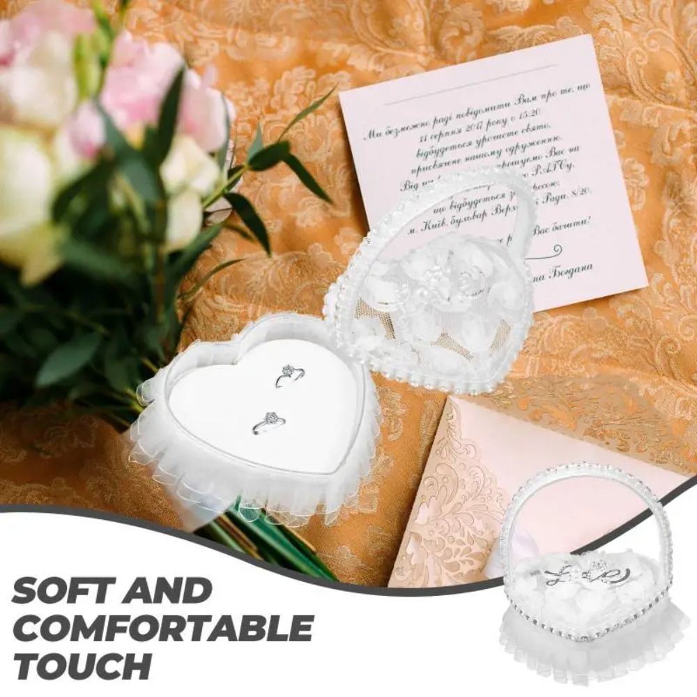 Witte kanten hartvormige ringd - Ring Bearer Pillow recensie en prijs