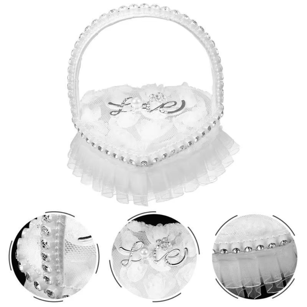 Witte kanten hartvormige ringd - Ring Bearer Pillow recensie en prijs