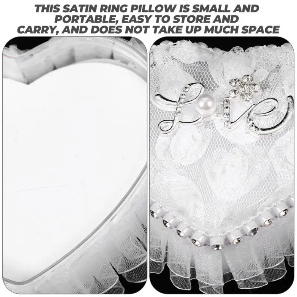Witte kanten hartvormige ringd - Ring Bearer Pillow recensie en prijs